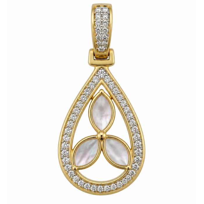 Mother of Pearl Petal Teardrop Charm