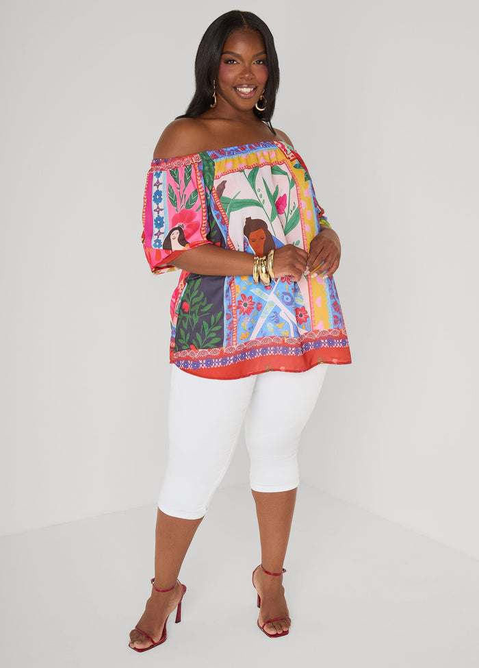 Off The Shoulder Printed Blouse