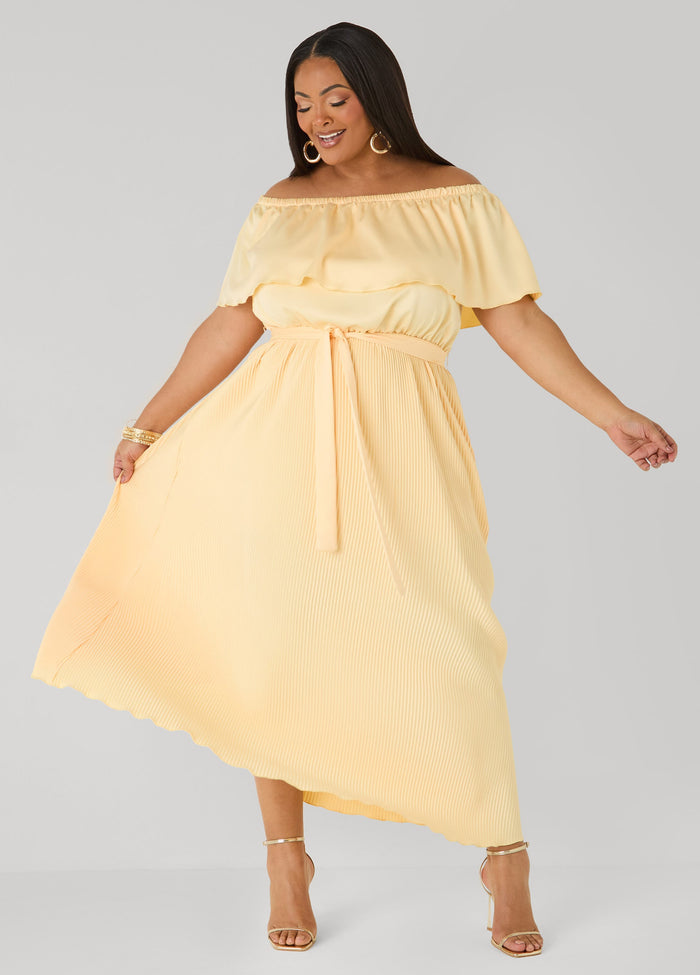 Off The Shoulder Satin Maxi Dress