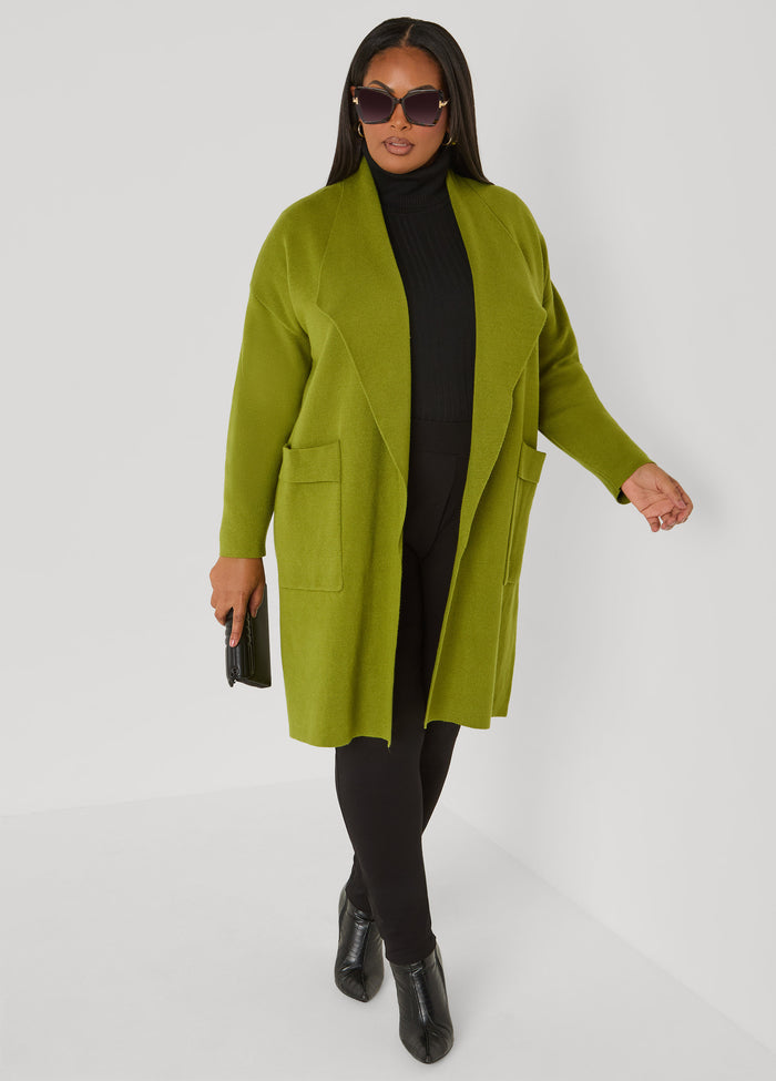 Open Front Shawl Collar Cardigan