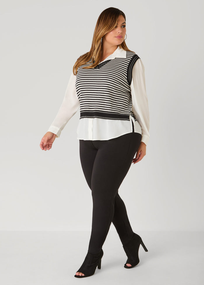 Paneled Striped Sweater