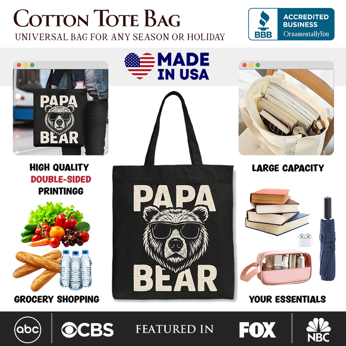 Papa Bear Canvas Tote Bag
