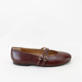 Papanatas Ajax Marron Double Buckle Flat