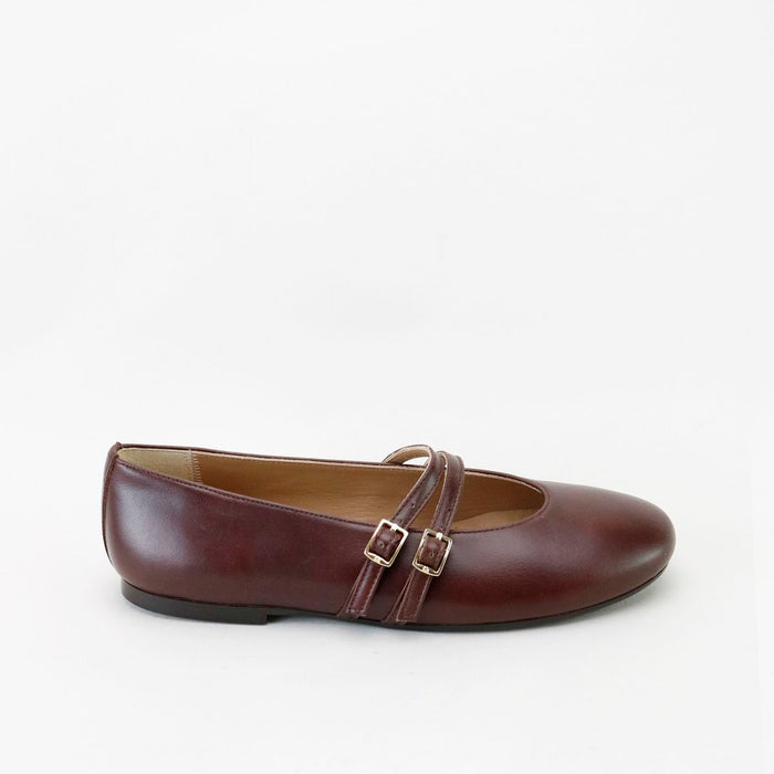 Papanatas Ajax Marron Double Buckle Flat