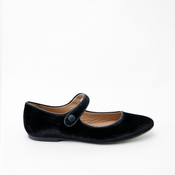 Papanatas Black Velvet Pointed Mary Jane