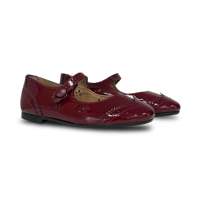 Papanatas Charol Burdeos Laser Cut Wingtip Mary Jane