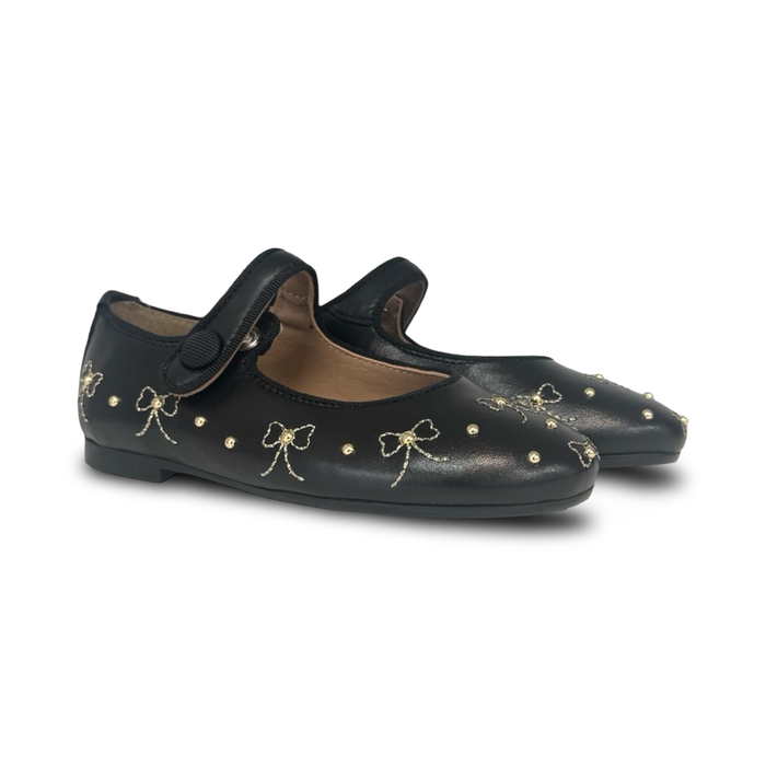 Papanatas Napa Negro Bow Embroidered Mary Jane