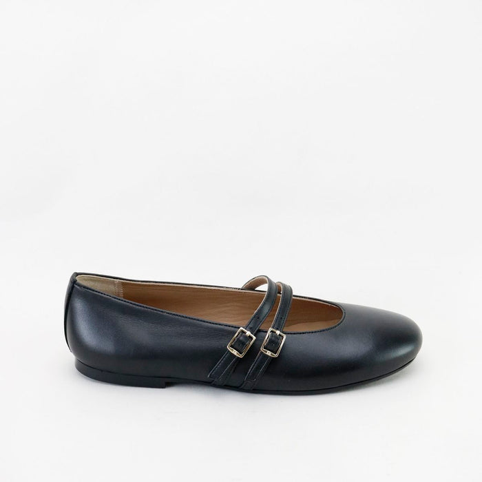 Papanatas Napa Negro Double Buckle Flat