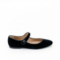 Papanatas Velvet Negro Pointed Mary Jane