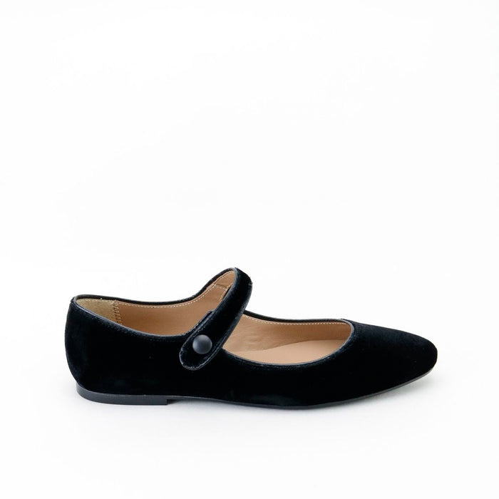 Papanatas Velvet Negro Pointed Mary Jane