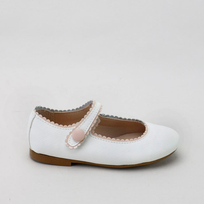 Papanatas White Rosa Scalloped Mary Jane