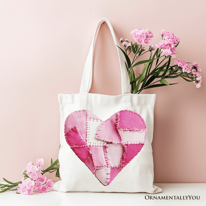 Patchwork Heart Canvas Tote Bag
