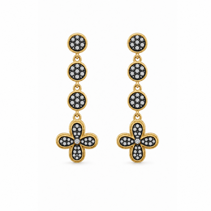 Pavé Clover Drop Earrings
