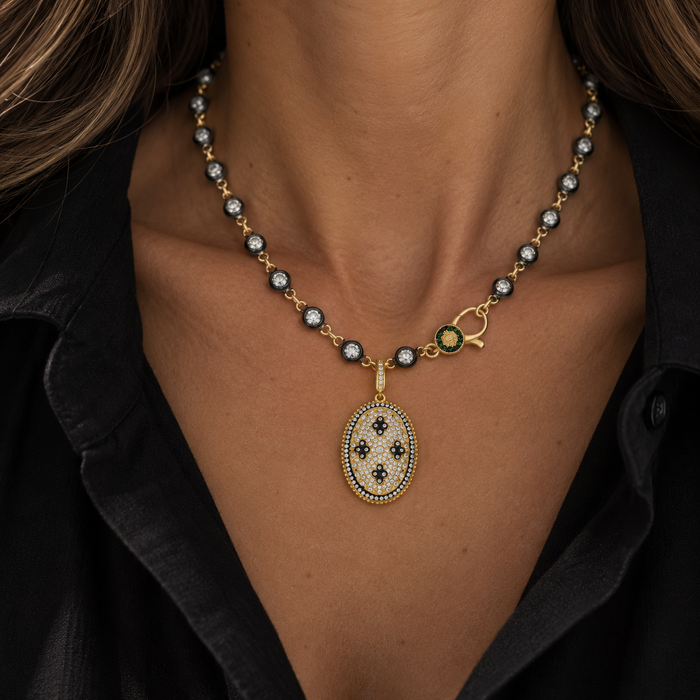 Pavé Clover Oval Charm