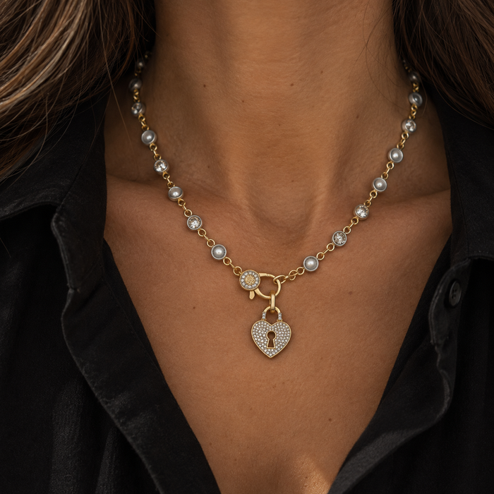 Pavé Heart Lock Charm