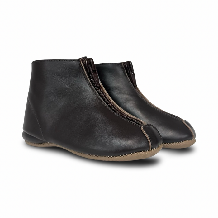 Pepe Brown Leather Zipper Bootie