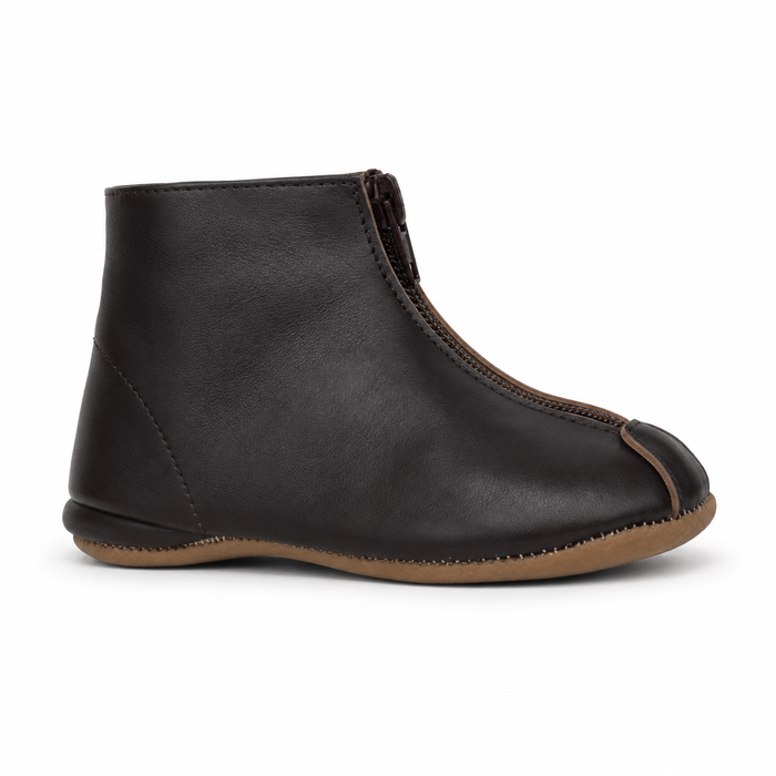 Pepe Brown Leather Zipper Bootie