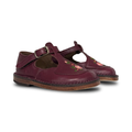 Pepe Burgundy Green Floral T-Strap