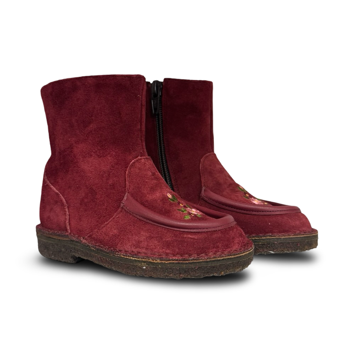 Pepe Burgundy Suede Floral Bootie