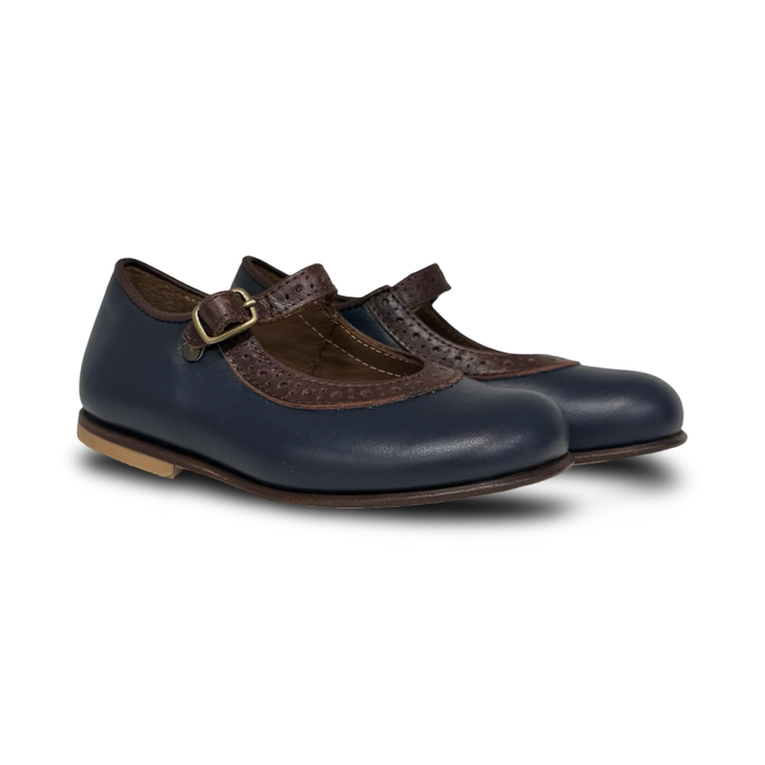 Pepe Navy Brown Trim Mary Jane