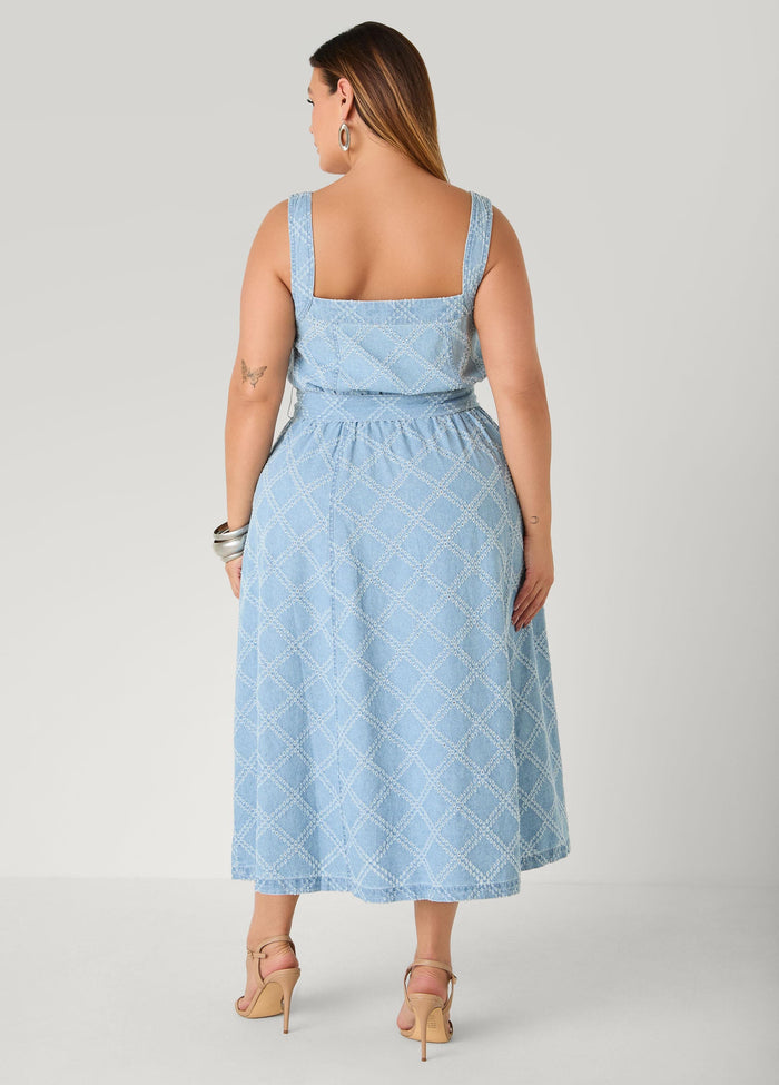 Perforated Denim Midaxi Dress