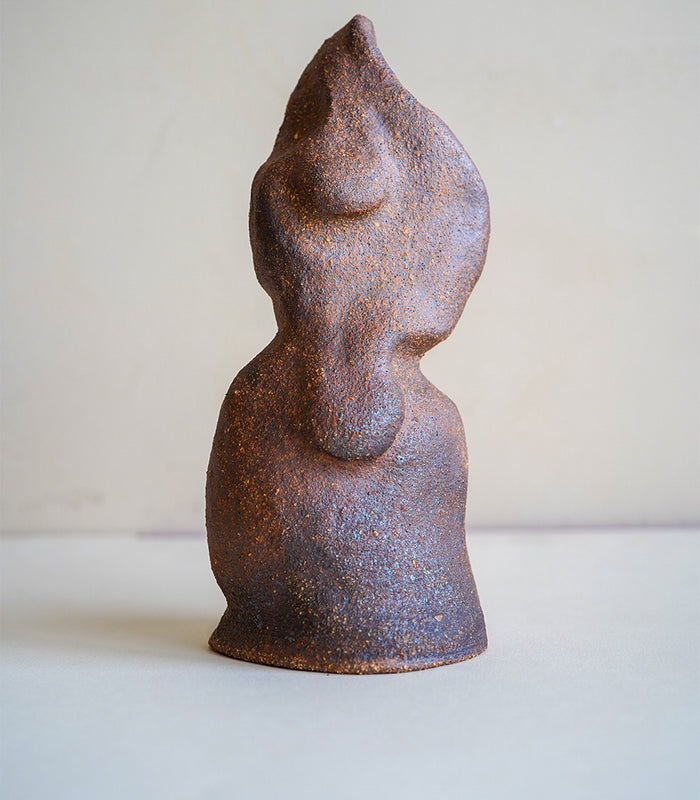 Petite Minimal Bud Vase RM-MINI-4 speckled terracotta ceramic bud vase with sculpted form and matte texture