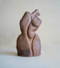 Petite Minimal Bud Vase by RM-MINI-6, bronze and blue speckled ceramic bud vase with sculpted curves