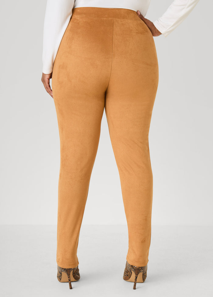 Pintucked Faux Suede Leggings