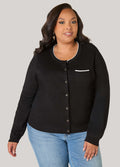 Piped Button Front Cardigan