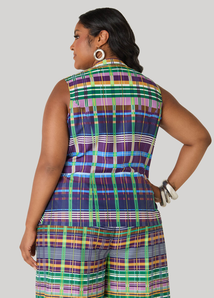 Plaid Zip Front Vest