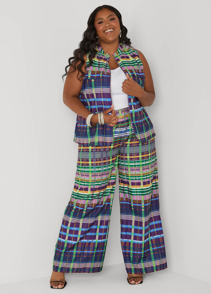 Plaid Zip Front Vest