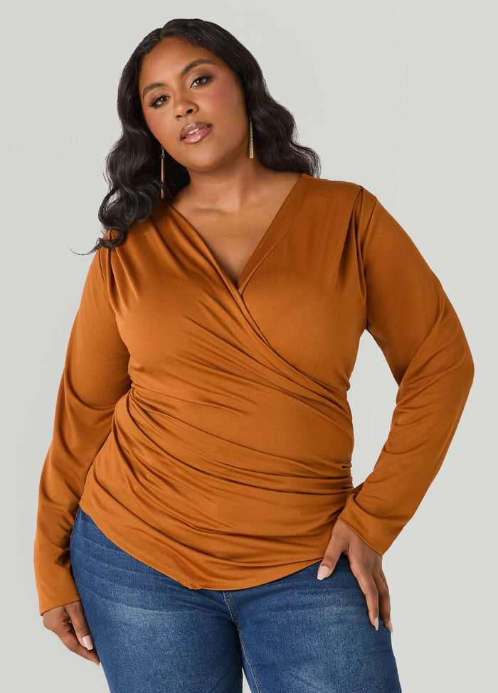 Pleated Faux Wrap Top