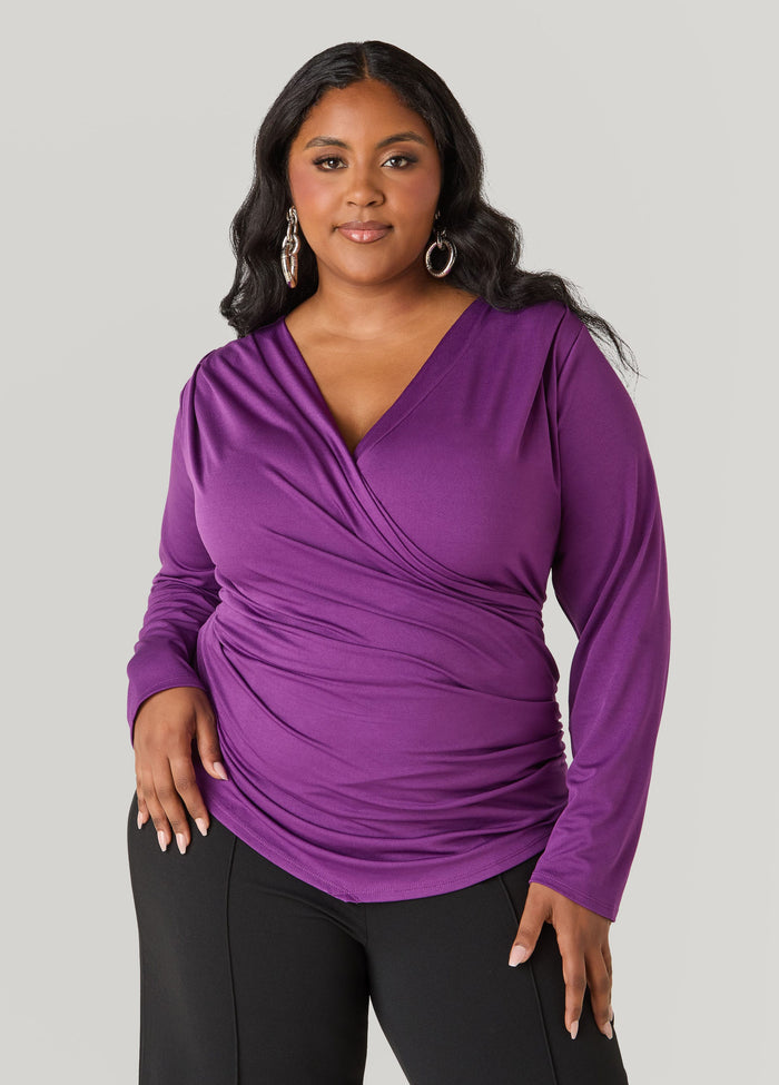 Pleated Faux Wrap Top