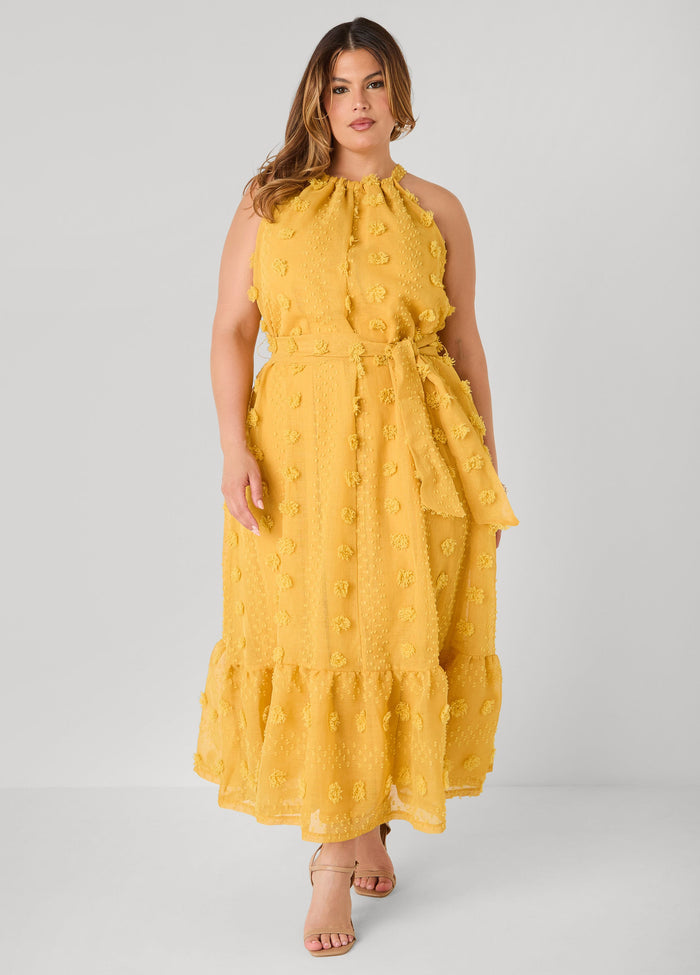 Pompom Gauze Maxi Dress