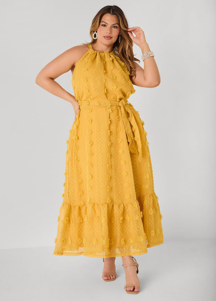 Pompom Gauze Maxi Dress