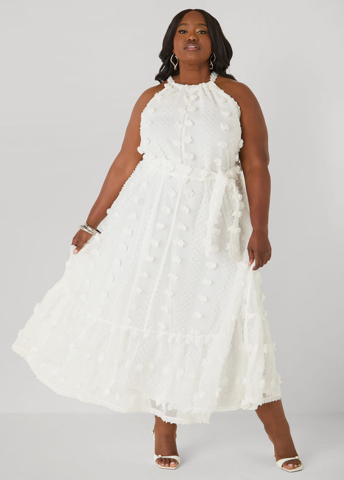 Pompom Gauze Maxi Dress