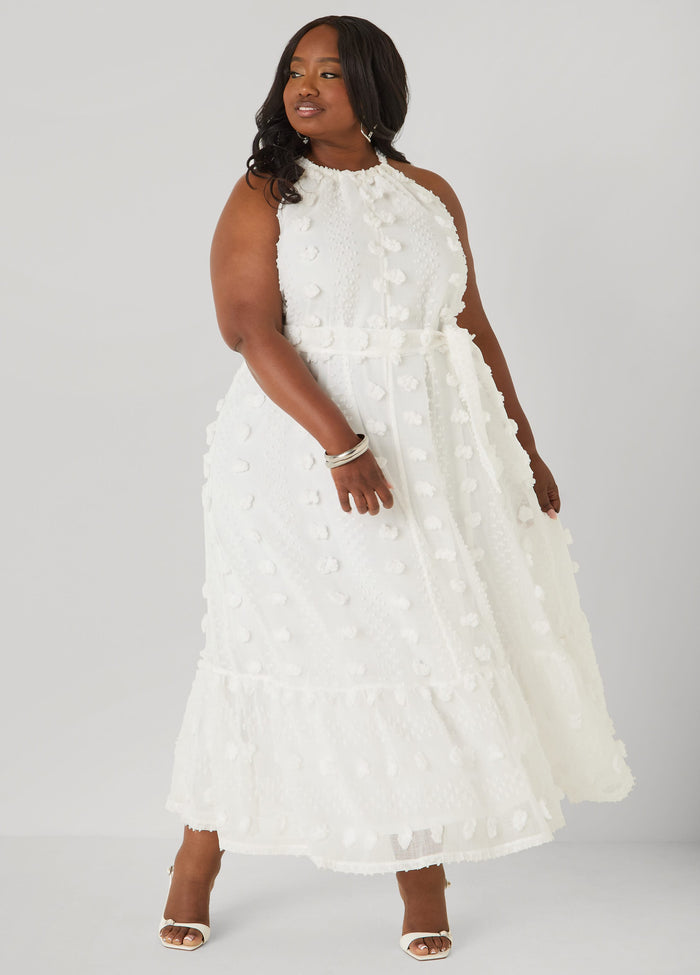 Pompom Gauze Maxi Dress