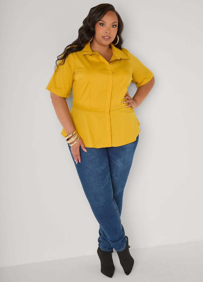 Poplin Peplum Shirt