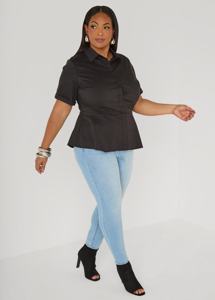 Poplin Peplum Shirt