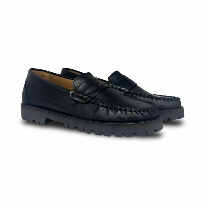 Porte Black Chunky Logo Loafer