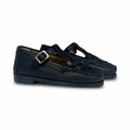Porte Black Woven T Strap Loafer