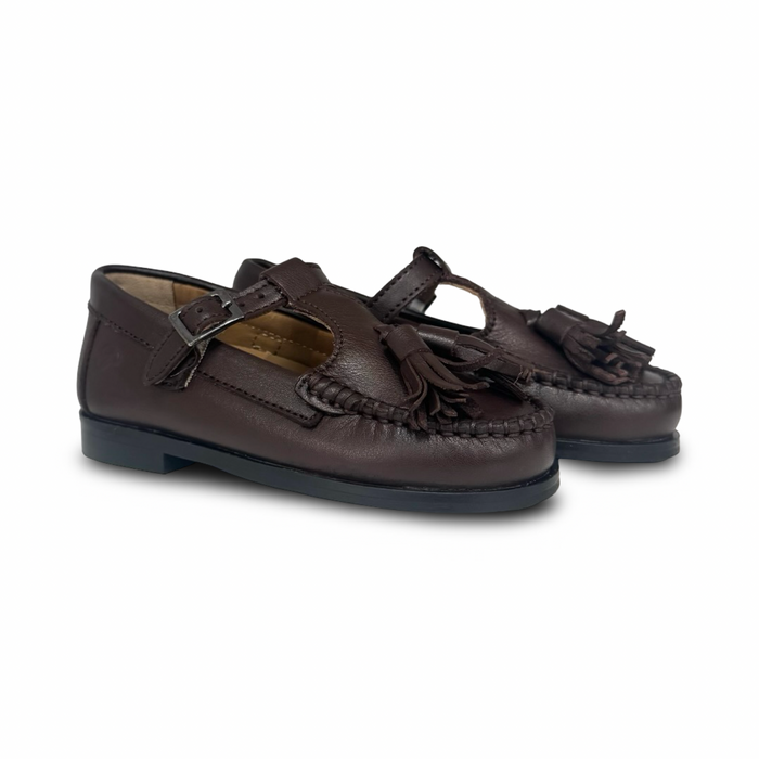 Porte Brown Tassel T Strap