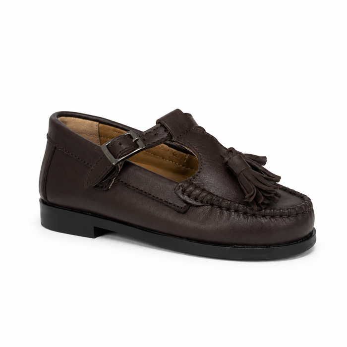 Porte Brown Tassel T Strap