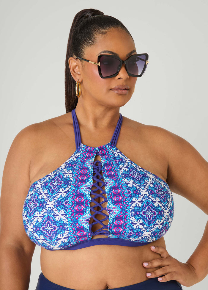 Printed Halter Bikini Top