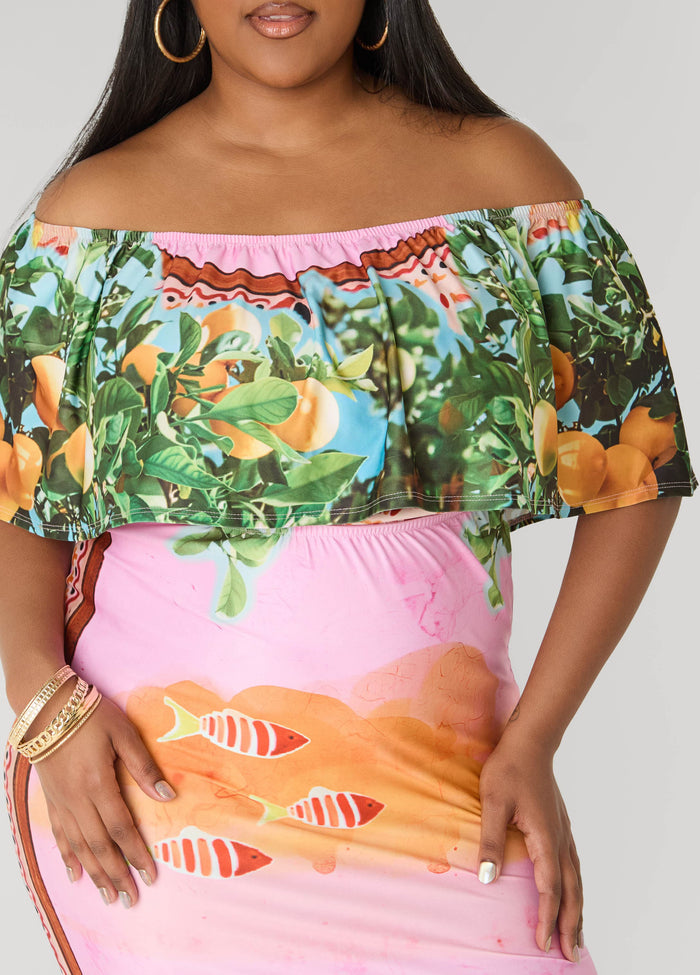 Printed Off The Shoulder Dress