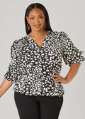 Printed Shirred Waist Top