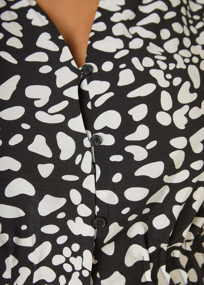 Printed Shirred Waist Top