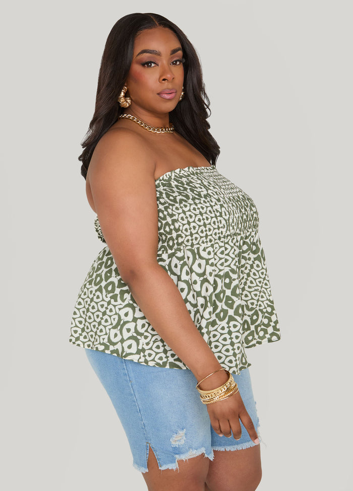 Printed Strapless Handkerchief Top