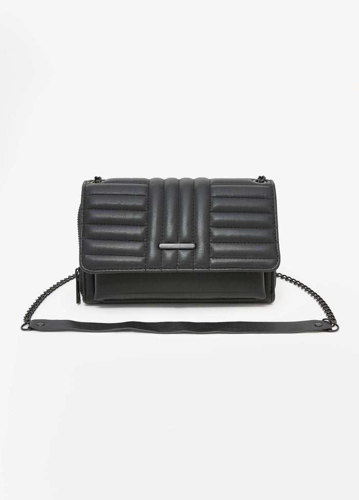 Quilted Faux Leather Flap Bag
