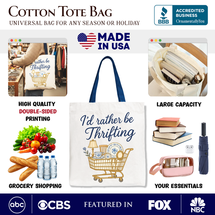 Rather Be Thrifting Canvas Tote Bag